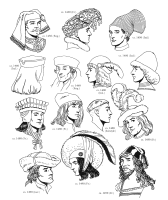 A coloring page of renaissance clothing